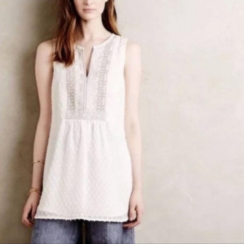 Anthropoloie One September lvory Sleeveless Bloue Sz S